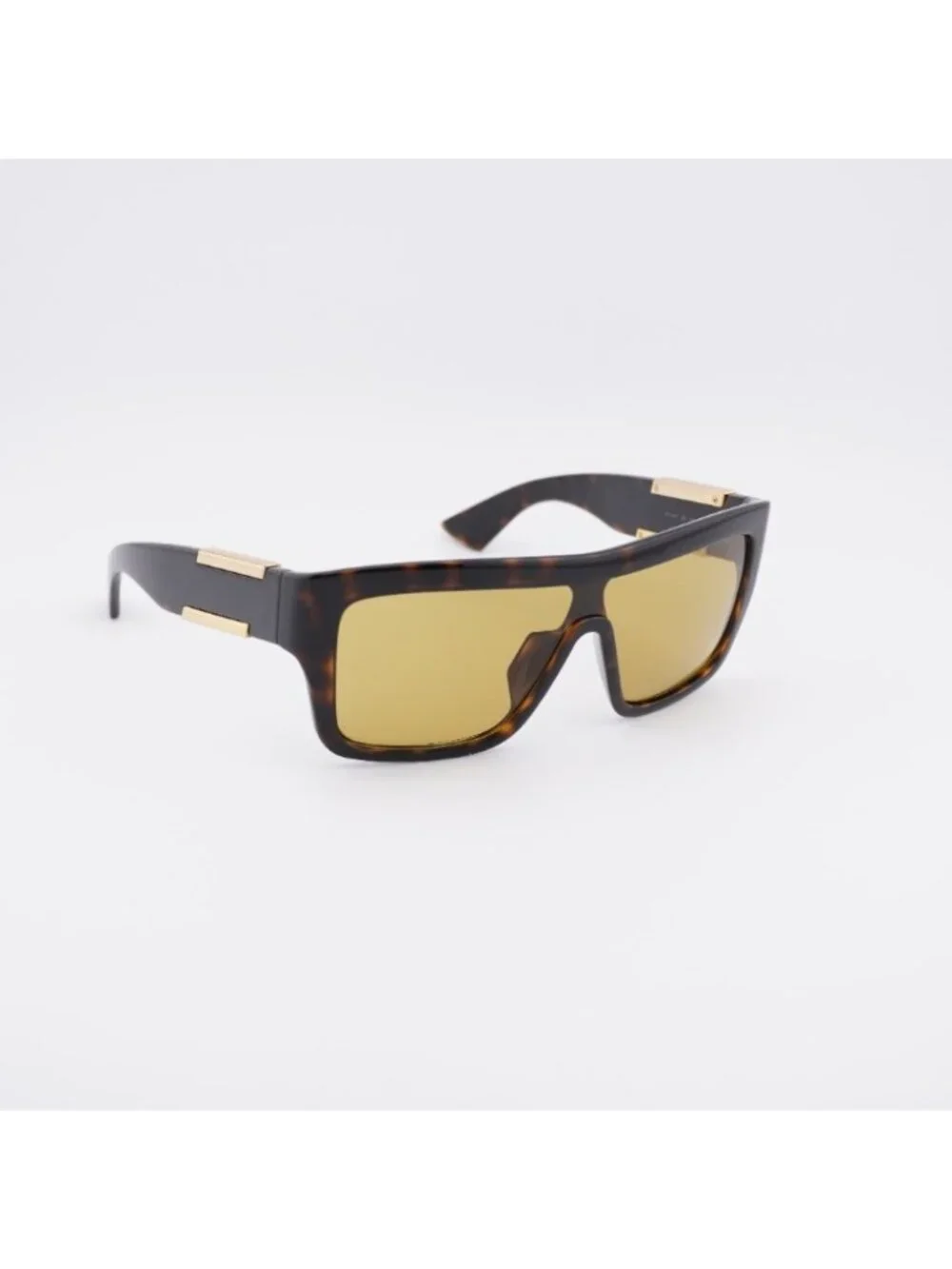 Bottega Veneta BV1451S 002 Sunglasses Dark Havana Shield Frame, Yellow Lenses